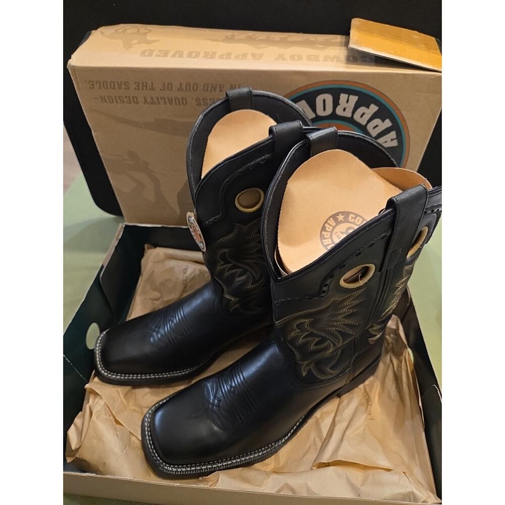 LAREDO Men's KANE 7710 11" Square Toe Western Boot, Black Leather, Size 11 EW